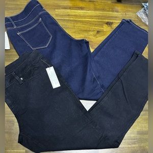 New 54% cotton and 26% polyester, 19% rayon 1% spandex